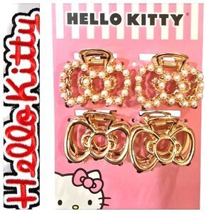 Hello Kitty Pearl Embellished Bow-Shaped Hair Clips